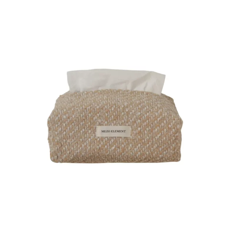 Beige Boucle Textured Fabric Tissue Box Cover Cozy Decor