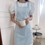 Blue Striped Cross-Back Kitchen Apron