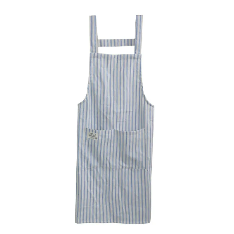 Blue Striped Cross-Back Kitchen Apron