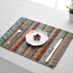 Boho Ethnic Striped Placemat Green Blue