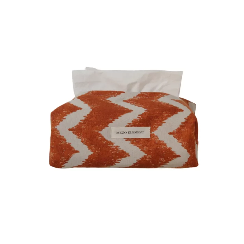 Boho Orange White Abstract Flame Ikat Tissue Box Cover