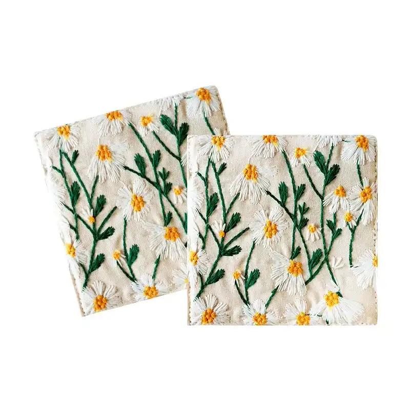 Daisy Embroidered Coasters