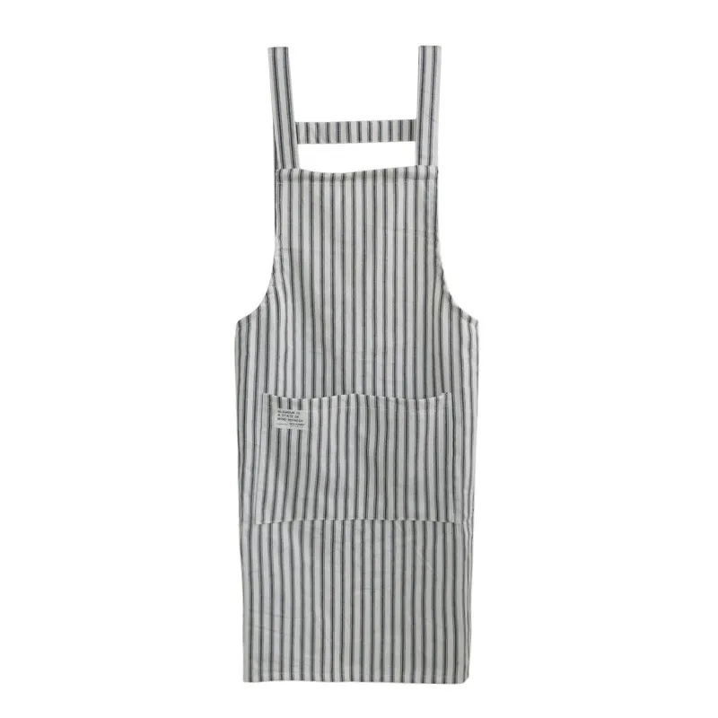 Dark Green Striped Cross-Back Kitchen Apron