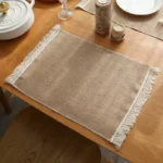 Fringed Neutral Beige Woven Placemat