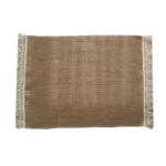 Fringed Neutral Beige Woven Placemat