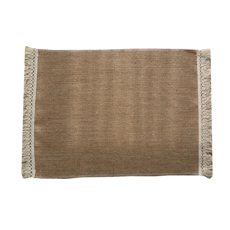 Fringed Neutral Beige Woven Placemat