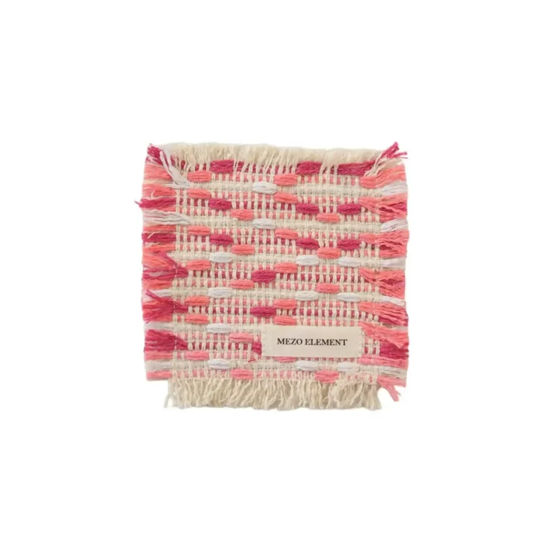 Handwoven Fringe Coasters Pink