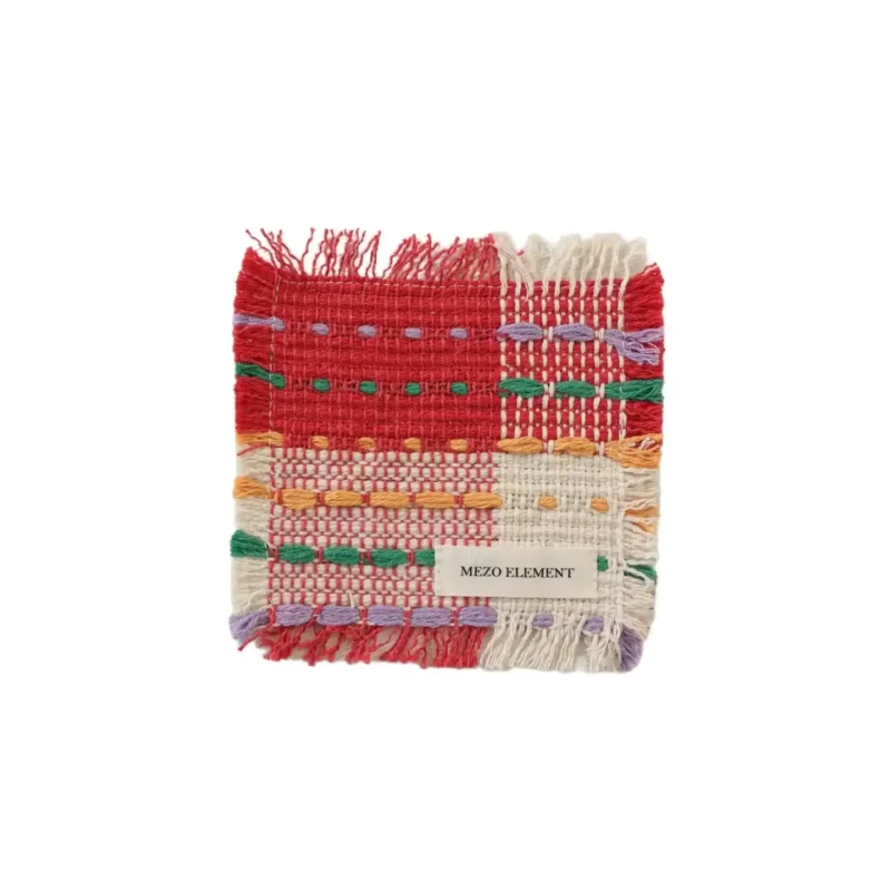 Handwoven Fringe Coasters red