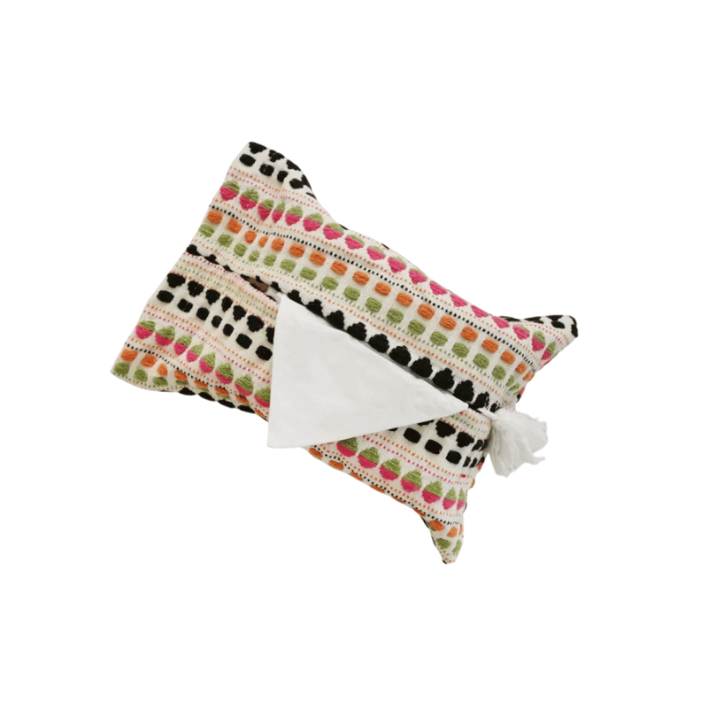 Retro Woven Fabric Tissue Box Cover Black Dot