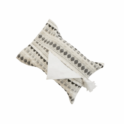 Retro Woven Fabric Tissue Box Cover Gray Dot