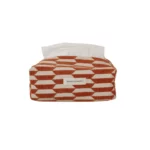 Rust Orange Geometric Zigzag Fabric Tissue Box Cover Decorative Holder