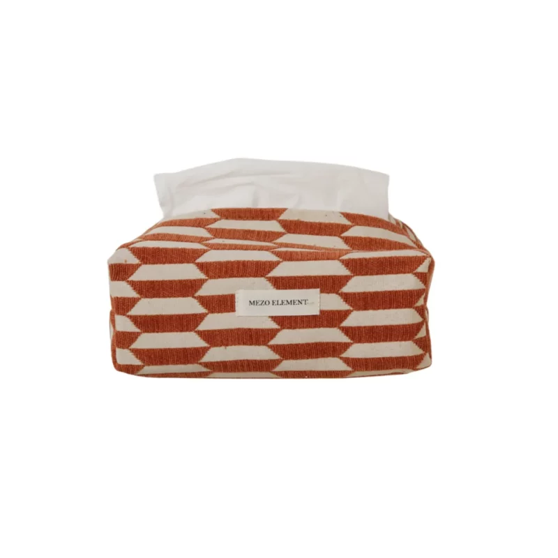Rust Orange Geometric Zigzag Fabric Tissue Box Cover Decorative Holder