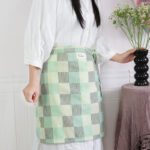 Striped Checkered Half Apron green