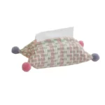 Tweed Bouclé Tissue Box Cover with Pom-Poms