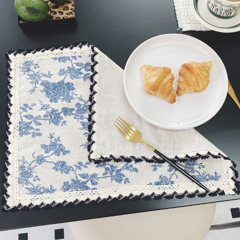Vintage Blue Floral Lace Placemat