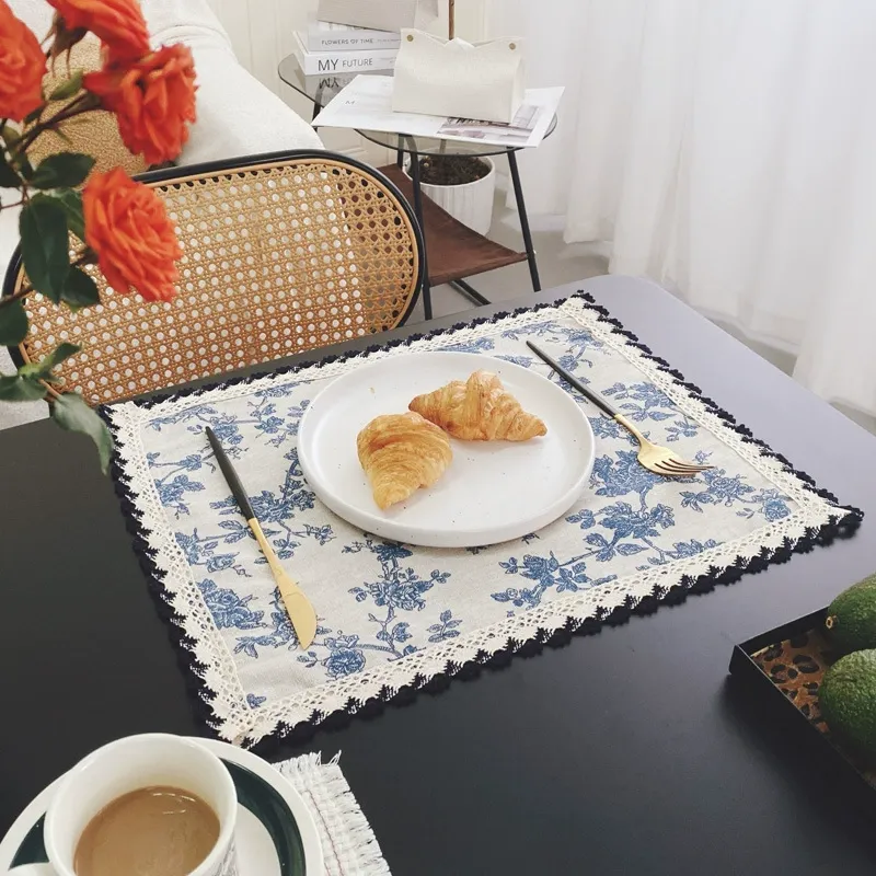 Vintage Blue Floral Lace Placemat
