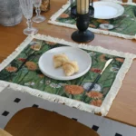 Vintage Floral Tapestry Placemat with Fringe