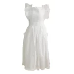 White Ruffled Embroidered Apron