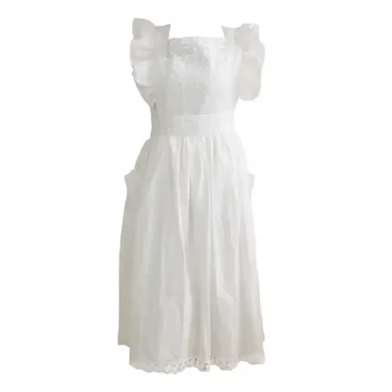White Ruffled Embroidered Apron