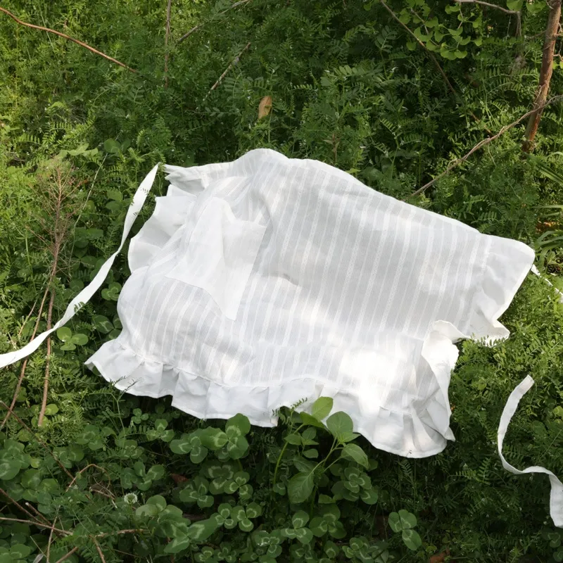 White Ruffled Half Apron