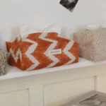 orange geometric fabric tissue box cover