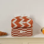 orange geometric fabric tissue box cover