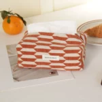 orange geometric fabric tissue box cover