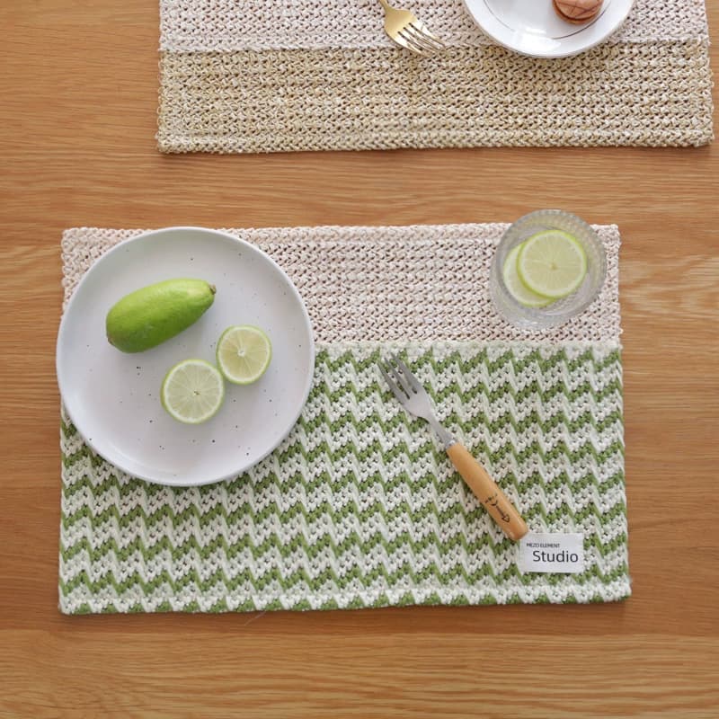 Zigzag Weave Mat Green
