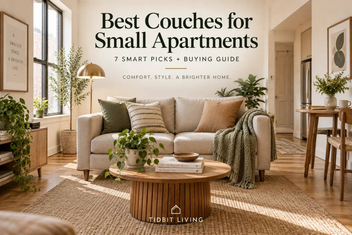 Best couches for small apartments in a bright compact living room with a properly scaled sofa