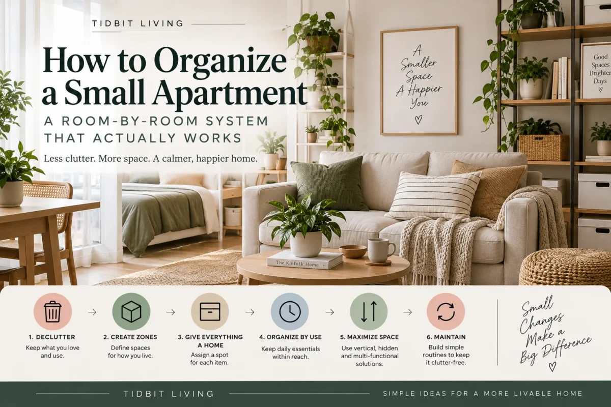 How to organize a small apartment room-by-room with practical zones and storage