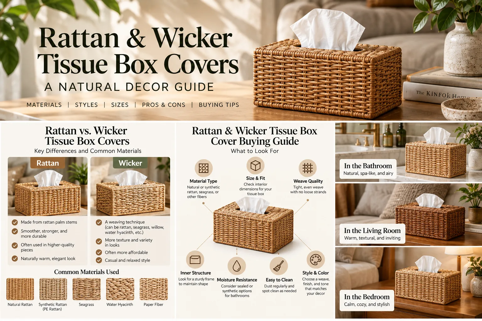 Rattan tissue box cover buying guide covering weave quality, fit, structure, and moisture resistance